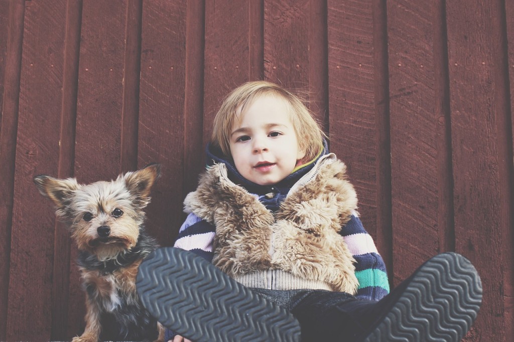 child happy dog