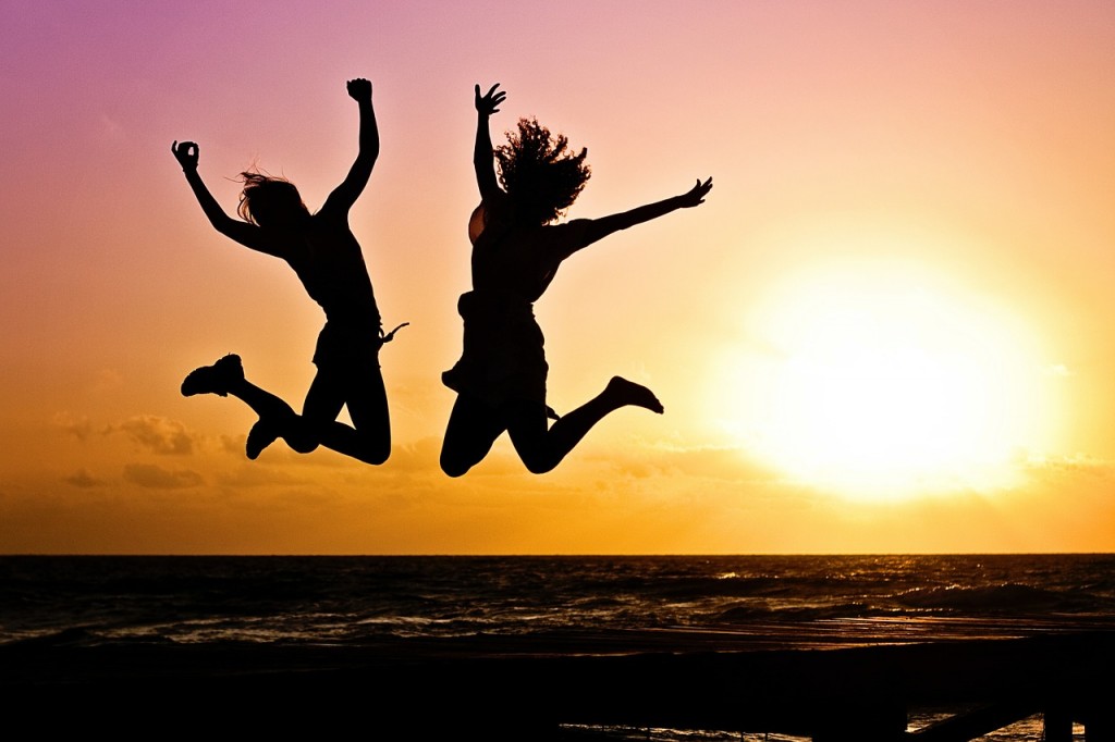 jumping joy sunset