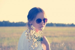 woman, hippie, flower necklace